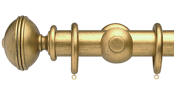 Opus Studio Antique Gold 48mm Wooden Curtain Pole Ribbed Finial