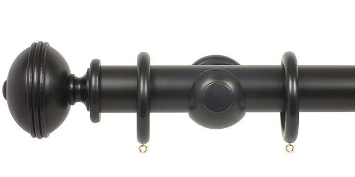 Opus Studio Painted Solid Colour Ebony 35mm Wooden Curtain Pole Ribbed Finial