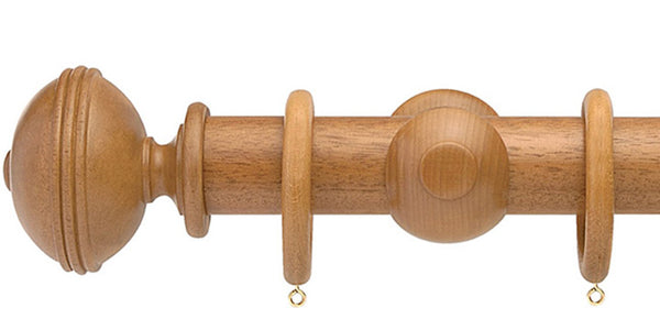 Opus Studio Natural Woodstain Oak 48mm Wooden Curtain Pole Ribbed Finial
