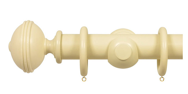Opus Studio Painted Solid Colour Old Cream 35mm Wooden Curtain Pole Ribbed Finial