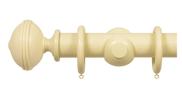 Opus Studio Painted Solid Colour Old Cream 48mm Wooden Curtain Pole Ribbed Finial