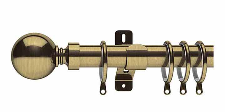 Swish Elements Belgravia 28mm Antique Brass Curtain Pole - Curtain Poles Emporium