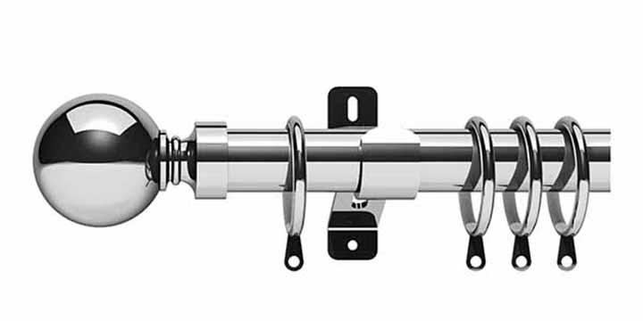 Swish Elements Belgravia 28mm Chrome Curtain Pole - Curtain Poles Emporium