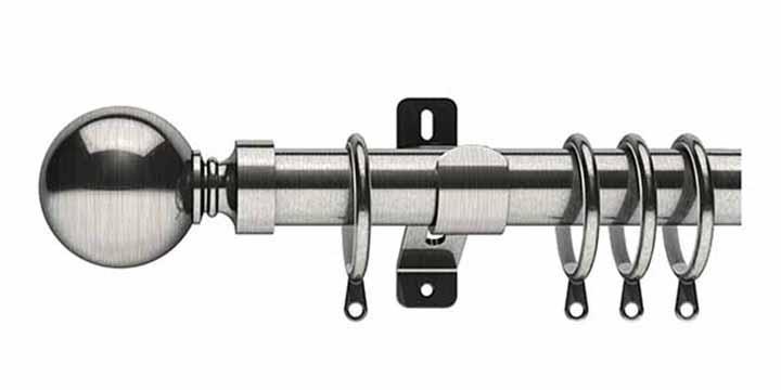 Swish Elements Belgravia 25/28mm Diameter Satin Steel Extendable Curtain Pole - Curtain Poles Emporium