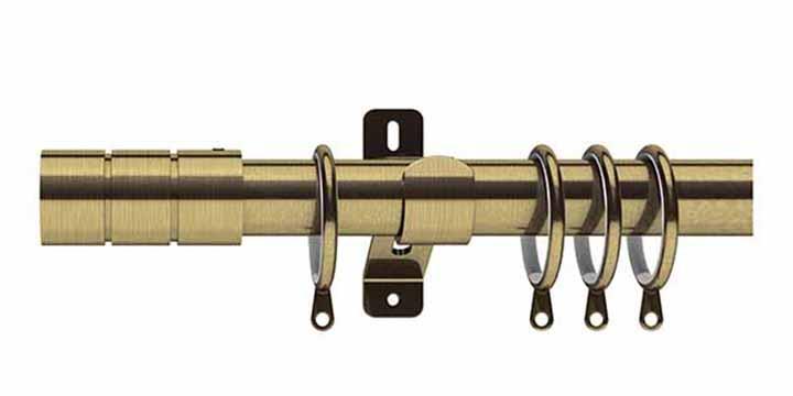 Swish Elements Brooklyn 28mm Antique Brass Curtain Pole - Curtain Poles Emporium