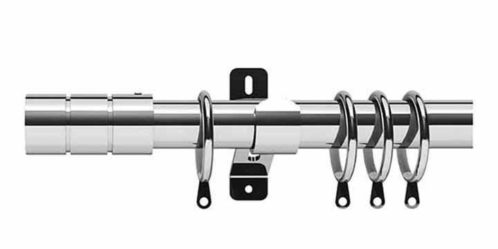 Swish Elements Brooklyn 28mm Chrome Curtain Pole - Curtain Poles Emporium