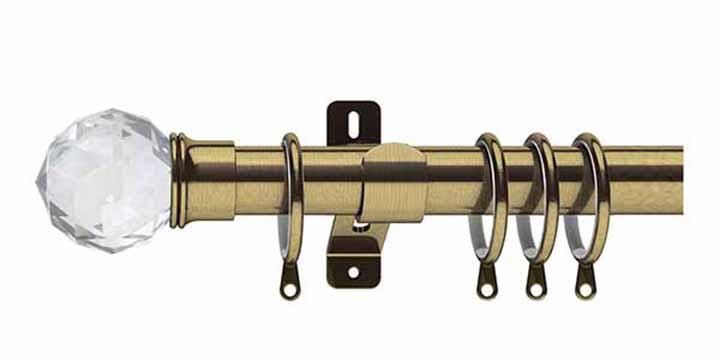 Swish Elements Capella 25/28mm Antique Brass Extendable Curtain Pole - Curtain Poles Emporium