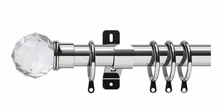 Swish Elements Capella 28mm Chrome Curtain Pole - Curtain Poles Emporium