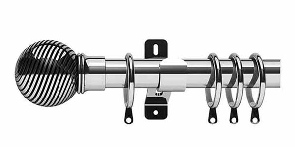 Swish Elements Curzon 35mm Chrome Curtain Pole - Curtain Poles Emporium