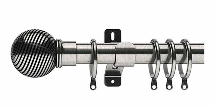 Swish Elements Curzon 35mm Satin Steel Curtain Pole - Curtain Poles Emporium