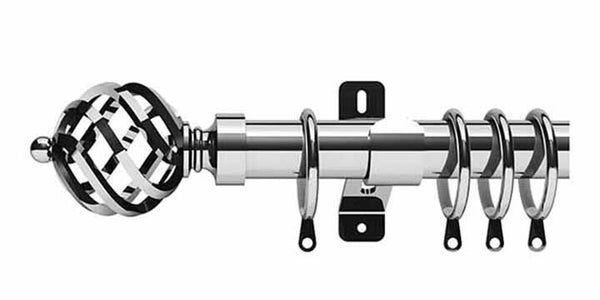 Swish Elements Titan 28mm Chrome Curtain Pole - Curtain Poles Emporium