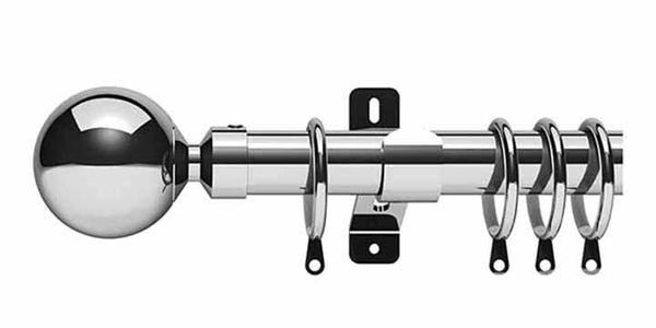 Swish Elements Zorb 28mm Chrome Curtain Pole - Curtain Poles Emporium