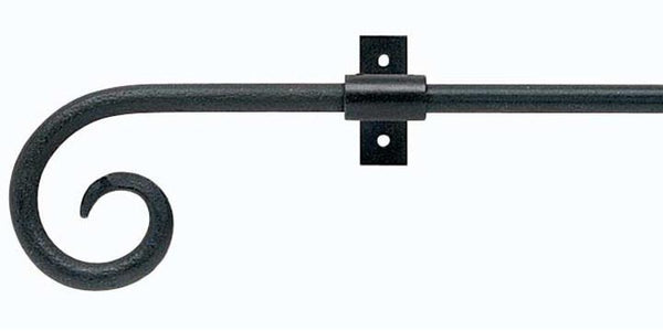 Hallis Hudson Artisan Black Wrought Iron 12mm Curtain Pole Curl Finial - Curtain Poles Emporium