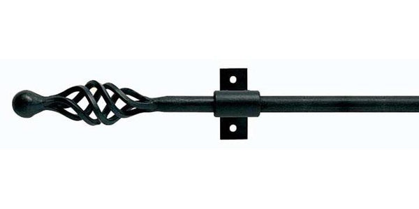 Hallis Hudson Artisan Black Wrought Iron 12mm Curtain Pole Mini Cage Finial - Curtain Poles Emporium