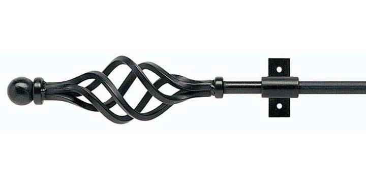 Hallis Hudson Artisan Black Wrought Iron 12mm Curtain Pole Cage Finial - Curtain Poles Emporium