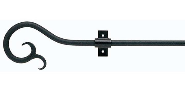 Hallis Hudson Artisan Black Wrought Iron 12mm Curtain Pole Filigree Finial - Curtain Poles Emporium