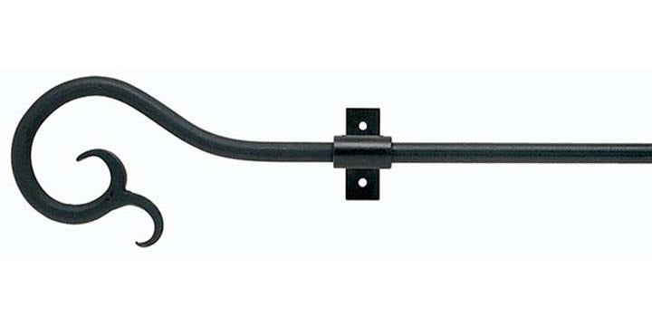 Hallis Hudson Artisan Black Wrought Iron 12mm Curtain Pole Filigree Finial - Curtain Poles Emporium