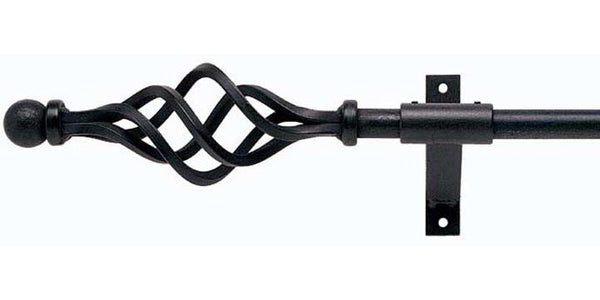 Hallis Hudson Artisan Black Wrought Iron 16mm Curtain Pole Cage Finial - Curtain Poles Emporium