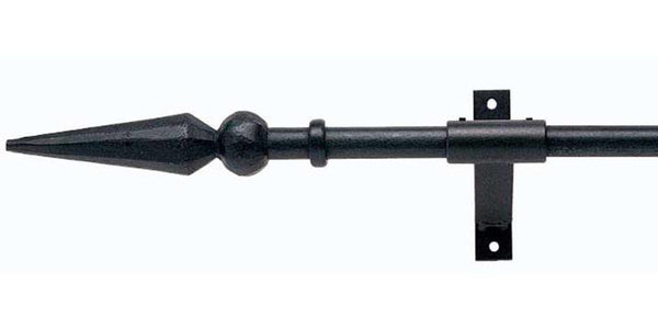 Hallis Hudson Artisan Black Wrought Iron 16mm Curtain Pole Ball & Spear Finial - Curtain Poles Emporium