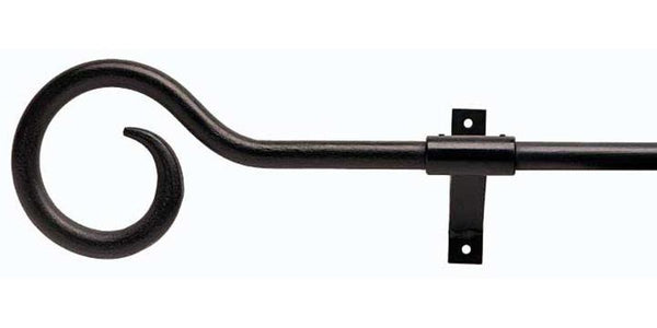 Hallis Hudson Artisan Black Wrought Iron 16mm Curtain Pole Crozier Finial - Curtain Poles Emporium