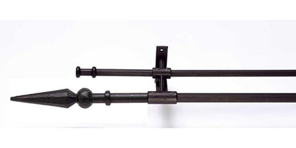 Hallis Hudson Artisan Black Wrought Iron Double Curtain Pole Ball & Spear Finial - Curtain Poles Emporium