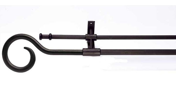 Hallis Hudson Artisan Black Wrought Iron Double Curtain Pole Crozier Finial - Curtain Poles Emporium