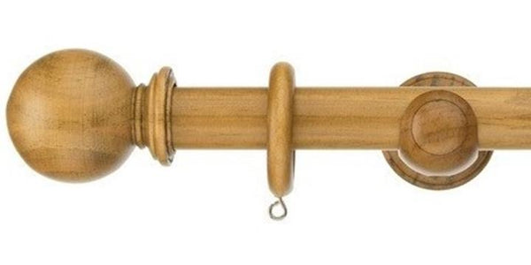 Swish Naturals 28mm Aged Oak Wooden Curtain Pole Ball Finial - Curtain Poles Emporium