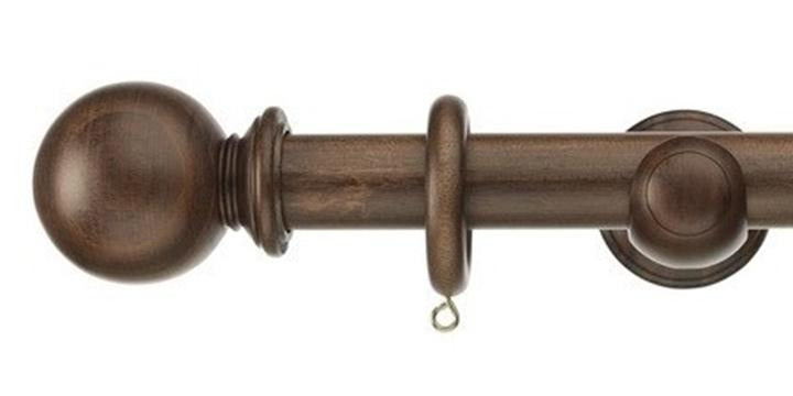 Swish Naturals 28mm Dark Walnut Wooden Curtain Pole Ball Finial - Curtain Poles Emporium