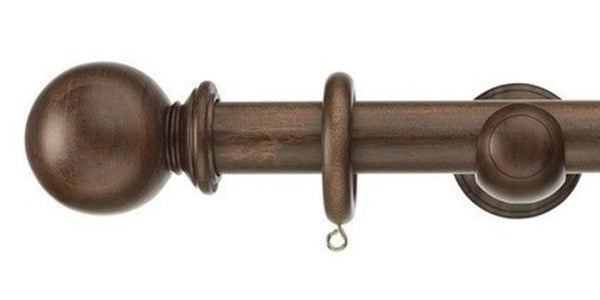 Swish Naturals 28mm Dark Walnut Wooden Curtain Pole Ball Finial - Curtain Poles Emporium