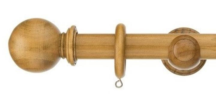 Swish Naturals 35mm Aged Oak Wooden Curtain Pole Ball Finial - Curtain Poles Emporium