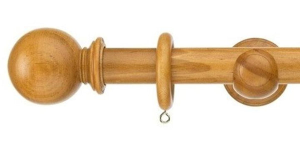 Swish Naturals 35mm Antique Pine Wooden Curtain Pole Ball Finial - Curtain Poles Emporium