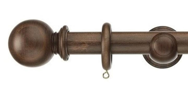 Swish Naturals 35mm Dark Walnut Wooden Curtain Pole Ball Finial - Curtain Poles Emporium