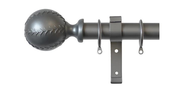 Laura Ashley 28mm Pale Grey Metal Curtain Pole Swirl Ball Finial