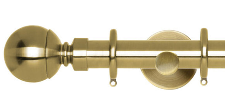Hallis Neo Original 28mm Spun Brass Curtain Pole Ball Finial Cylinder Bracket - Curtain Poles Emporium