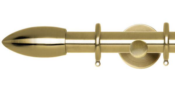 Hallis Neo Original 28mm Spun Brass Curtain Pole Bullet Finial Cylinder Bracket - Curtain Poles Emporium