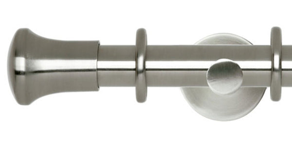 Hallis Neo Original 28mm Stainless Steel Curtain Pole Trumpet Finial Cylinder Bracket - Curtain Poles Emporium