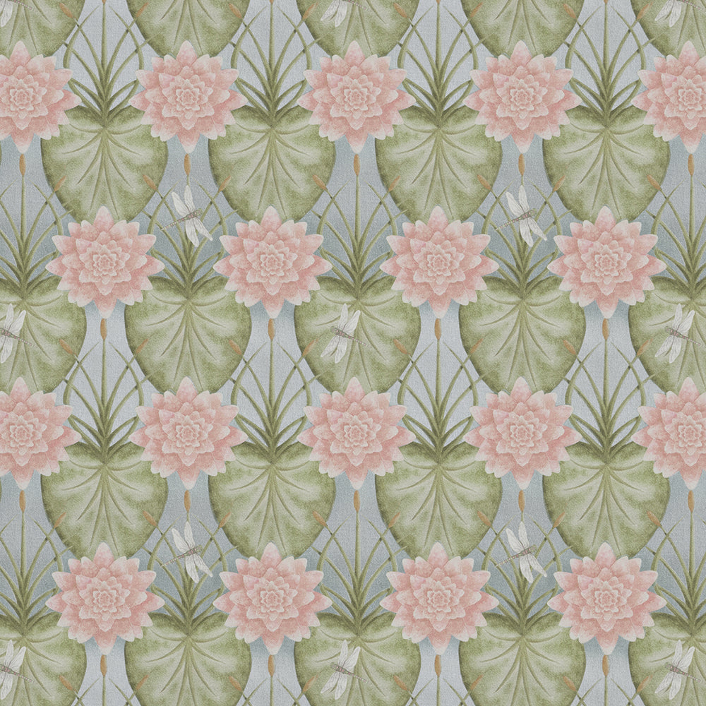 The Chateau Lily Garden Eau de Nil Curtain Fabric