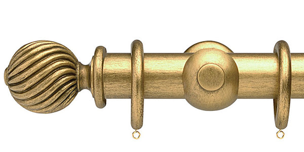 Opus Studio Antique Gold 48mm Wooden Curtain Pole Twisted Finial
