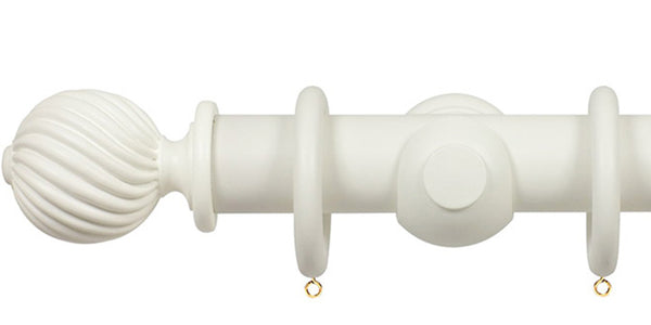 Opus Studio Painted Solid Colour Chalk White 48mm Wooden Curtain Pole Twisted Finial