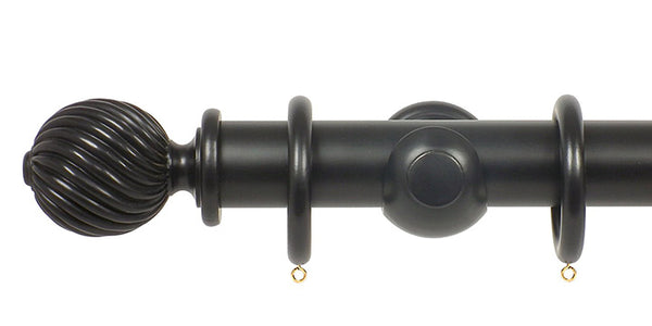 Opus Studio Painted Solid Colour Ebony 35mm Wooden Curtain Pole Twisted Finial