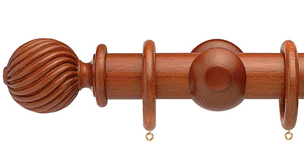 Opus Studio Natural Woodstain Mahogany 48mm Wooden Curtain Pole Twisted Finial