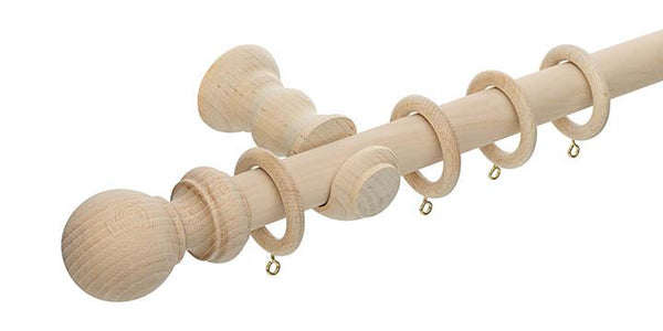 Hallis Unfinished 28mm Wooden Curtain Pole - Curtain Poles Emporium