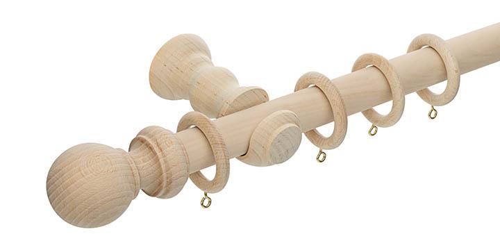 Hallis Unfinished 28mm Wooden Curtain Pole - Curtain Poles Emporium