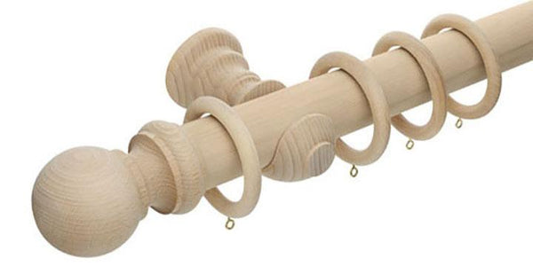 Hallis Unfinished 50mm Wooden Curtain Pole - Curtain Poles Emporium
