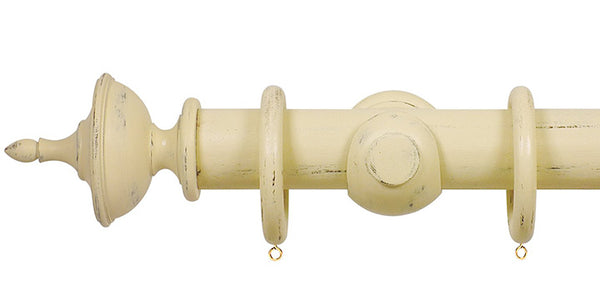 Opus Studio Distressed Cream 35mm Wooden Curtain Pole Urn Finial