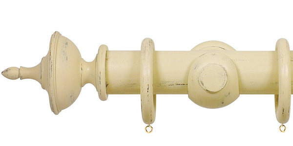 Opus Studio Distressed Cream 48mm Wooden Curtain Pole Urn Finial