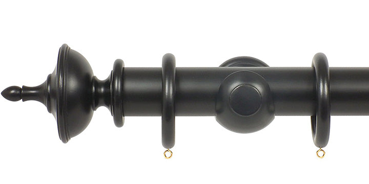 Opus Studio Painted Solid Colour Ebony 35mm Wooden Curtain Pole Urn Finial