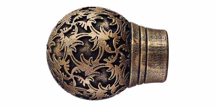 Integra Masterpiece Collection Black Gold 35mm Curtain Pole Chantilly Finial - Curtain Poles Emporium