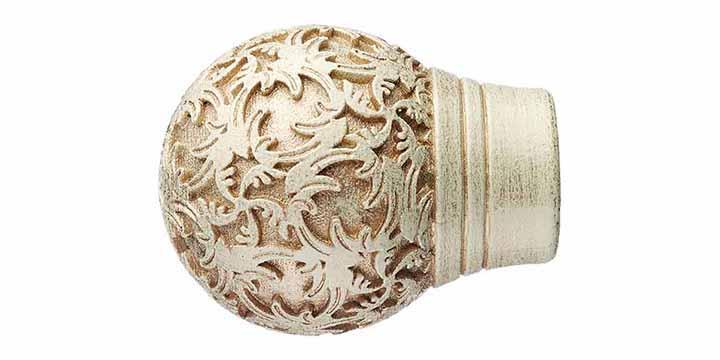 Integra Masterpiece Ornate Distressed Cream 35mm Curtain Pole Chantilly Finial - Curtain Poles Emporium