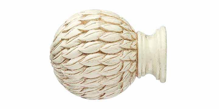 Integra Masterpiece Collection Distressed Cream 50mm Curtain Pole Phoenix Finial - Curtain Poles Emporium